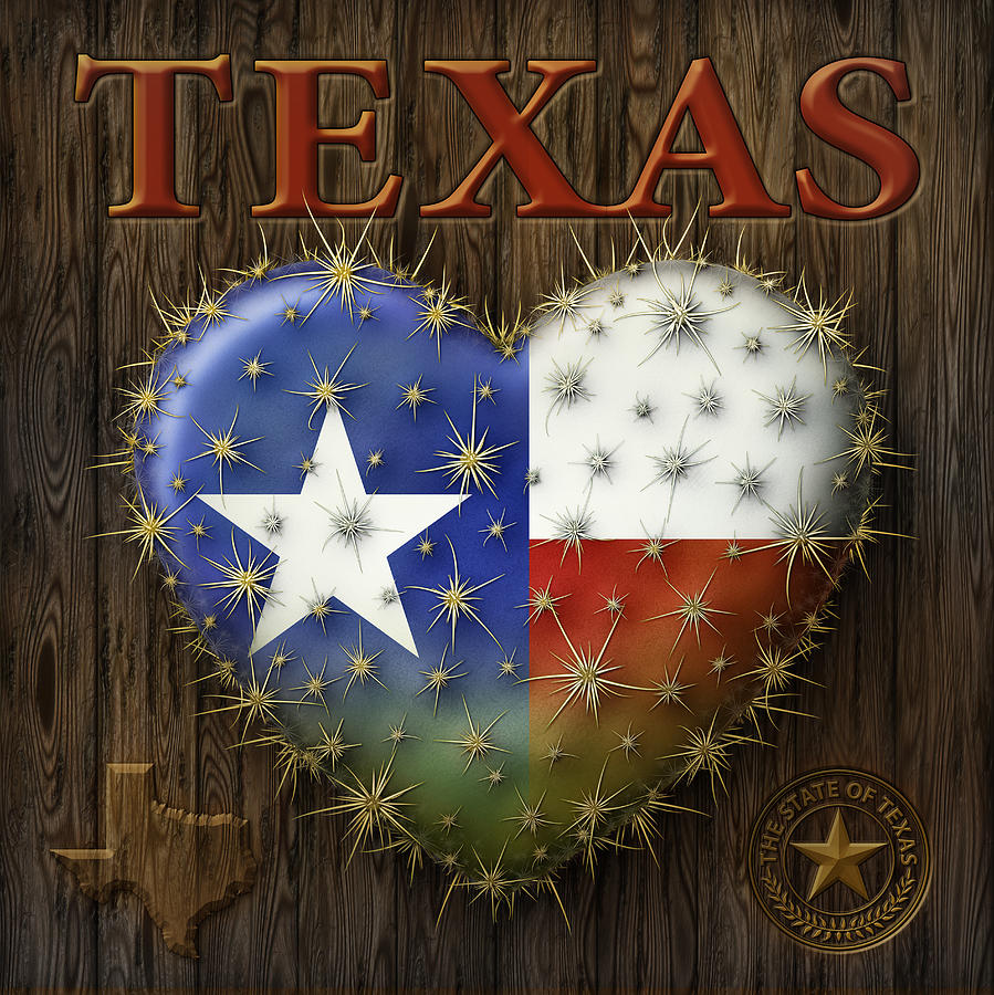 I Love Texas #3 Digital Art by James Larkin - Pixels