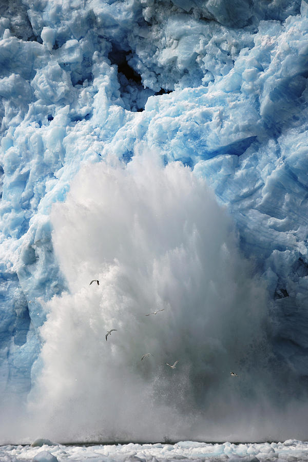 Ice Falling Off Glacier Alaska #1 Photograph by Hiroya  Minakuchi