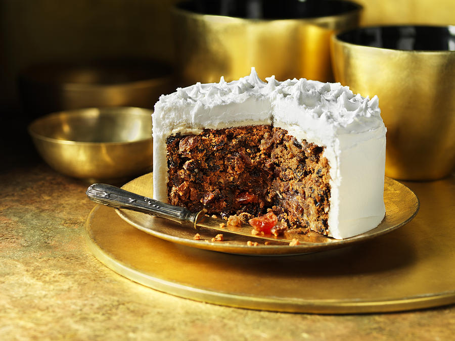 Iced traditional fruit christmas cake #1 Photograph by Diana Miller