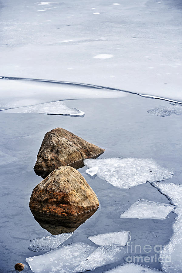 Winter Photograph - Icy shore in winter 1 by Elena Elisseeva