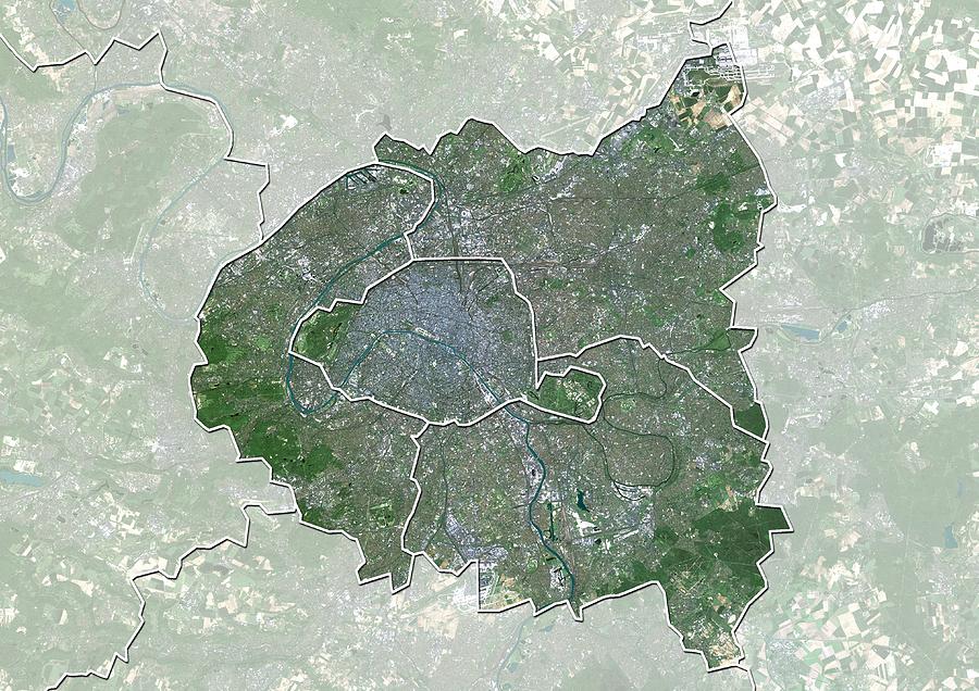 carte de france satellite Ile de France, France, satellite image Photograph by Science Photo 