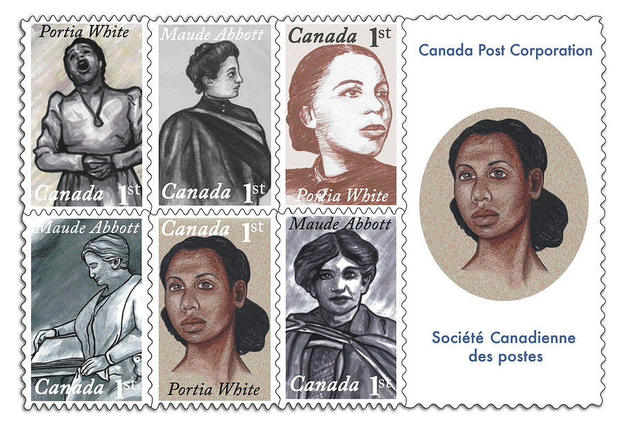 Illustrated Stamps Portia White And Maude Abbott Digital Art