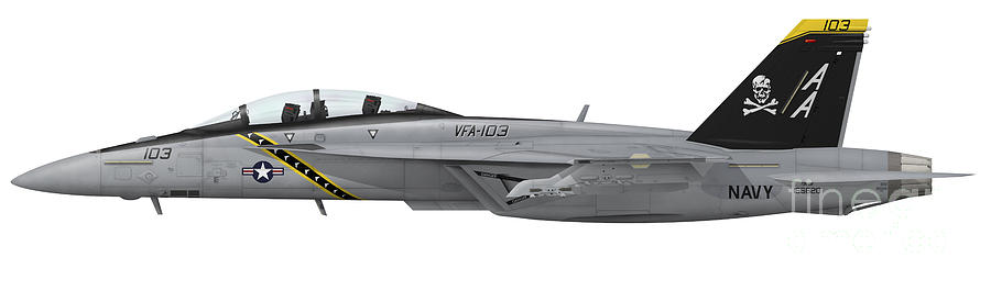 Illustration Of An Fa-18f Super Hornet Digital Art by Inkworm