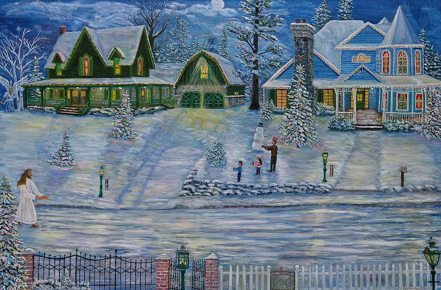 Christmas Painting - Immanuels Coming to your House by Mike De Lorenzo