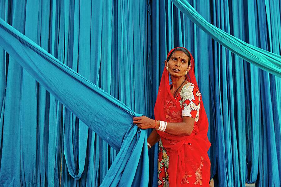 India, Rajasthan, Sari Factory Photograph by Tuul & Bruno Morandi