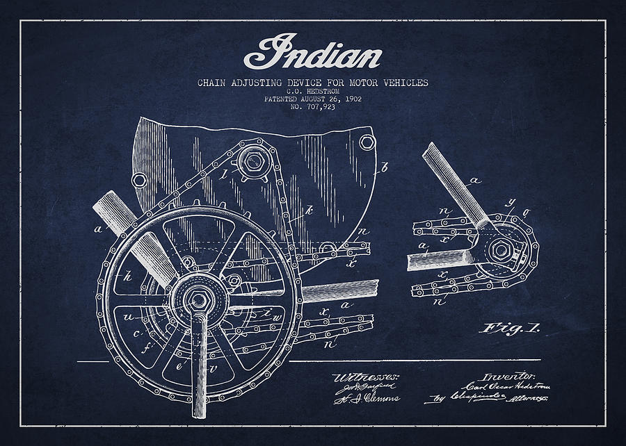 Vintage Digital Art - Indian motorcycle Patent From 1902 #1 by Aged Pixel