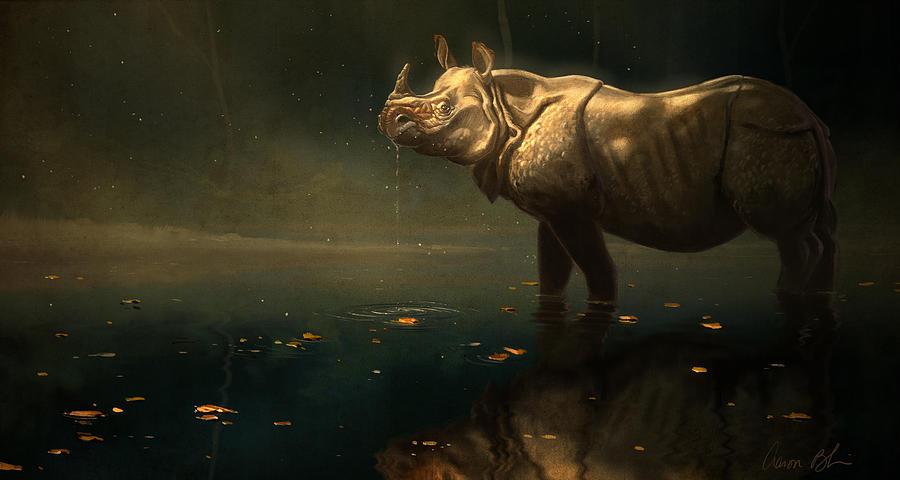 Indian Rhino #1 Digital Art by Aaron Blaise