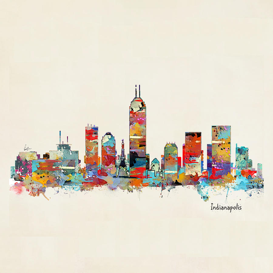 Indianapolis Skyline Painting - Indianapolis Indiana Skyline #1 by Bri Buckley