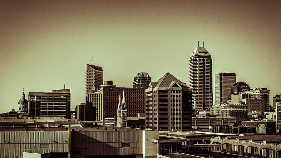 Indianapolis Skyline - Black and White #1 Photograph by Ron Pate