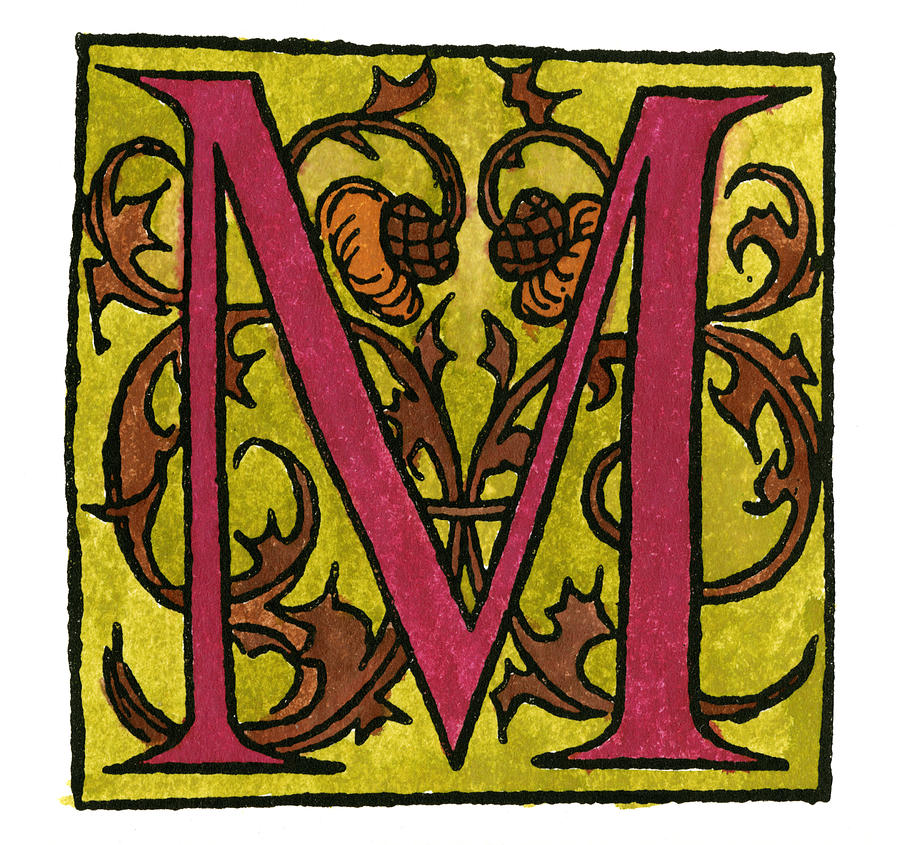 Initial m, 1544 #1 Painting by Granger