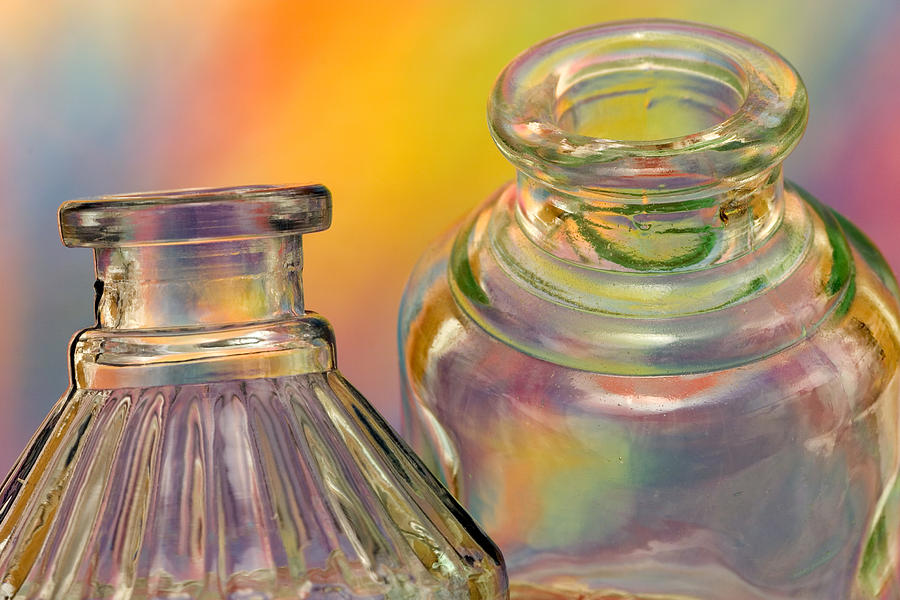 Bottle Photograph - Ink Bottles on Color #1 by Carol Leigh