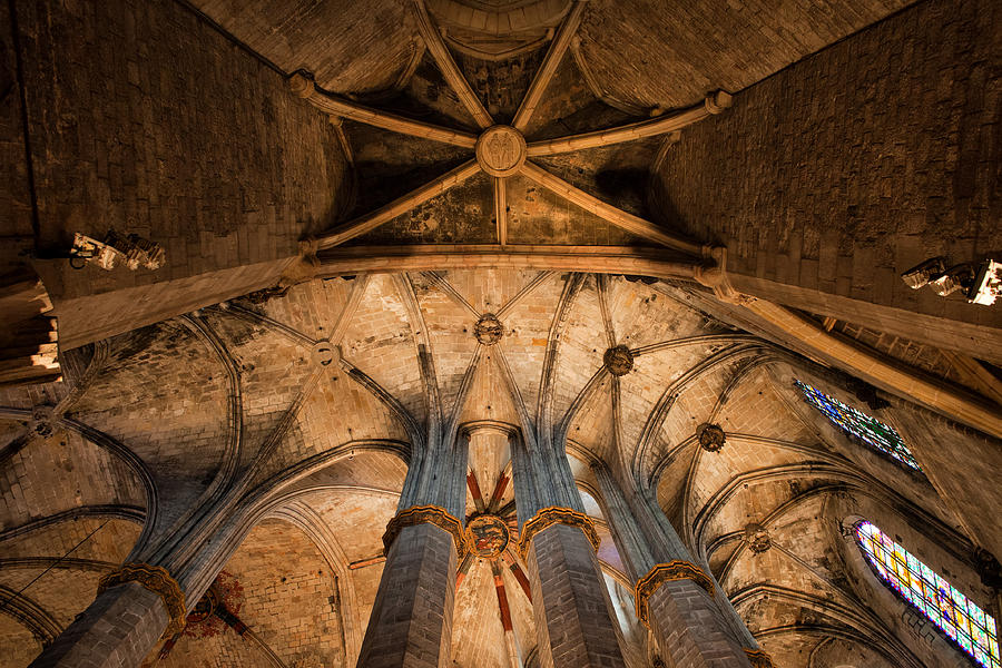 Interior of the Basilica of Santa Maria del Mar in Barcelona #1 Photograph by Artur Bogacki