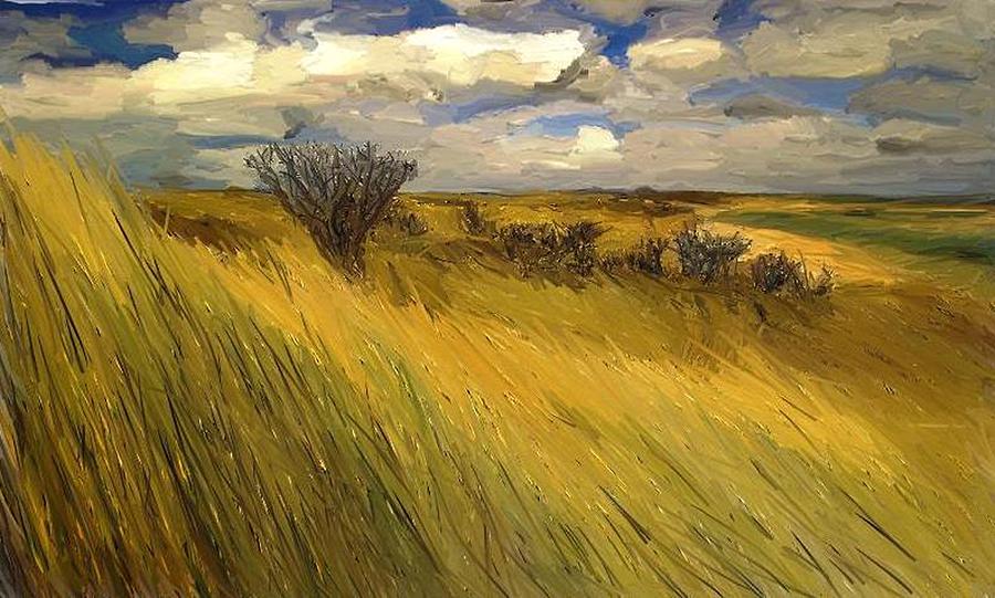 Iowa Prairie Grasses  Painting by Randy Sprout