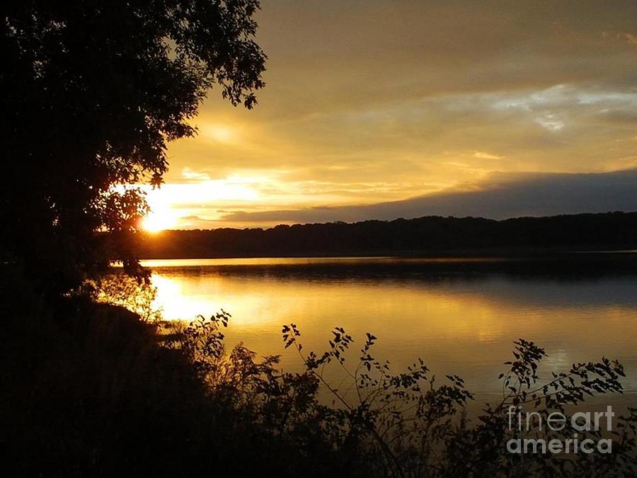 Iowa River Sunset v3 #1 Photograph by Deb Schense