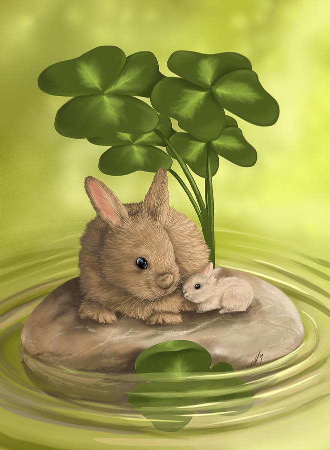 Rabbit Painting - Island of happiness by Veronica Minozzi