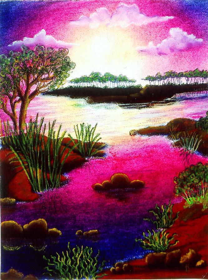 Island Sunset #1 Drawing by Karen Buford