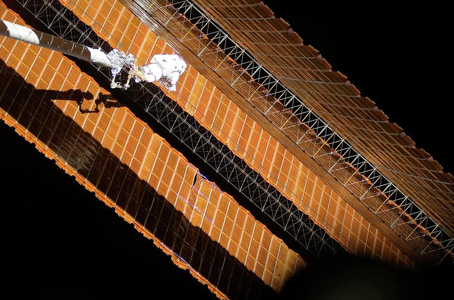 Space Photograph - Iss Solar Array Repair #1 by Nasa/science Photo Library