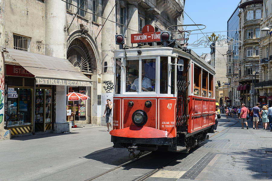 Istanbul Turkey Red Trolley #1 Photograph by Brandon Bourdages