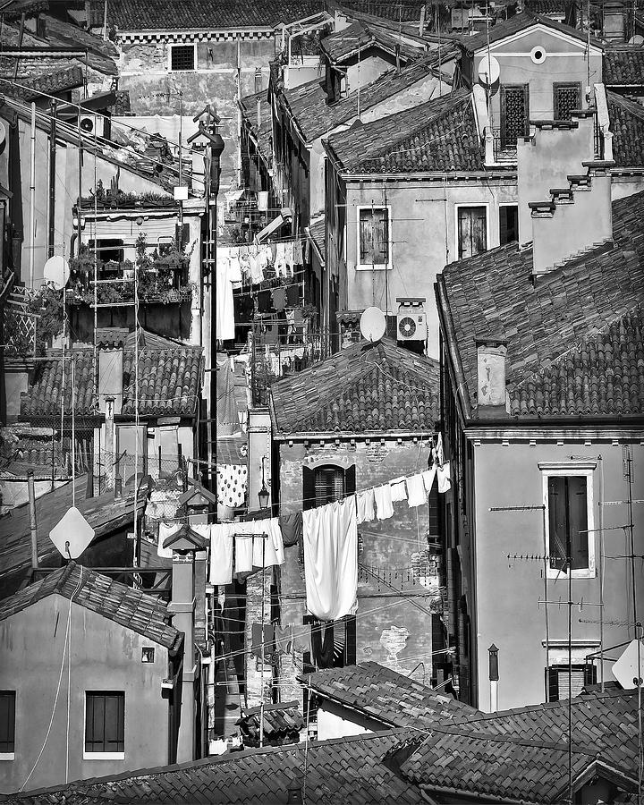 Architecture Photograph - Italian City Roofs B/W by Hanny Heim