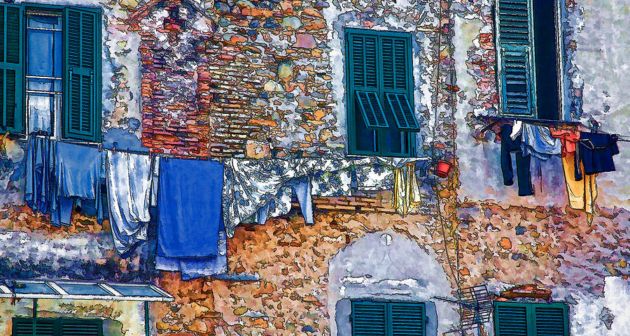 Italian Clothes Dryer - Digital Painting Photograph by Allen Beatty
