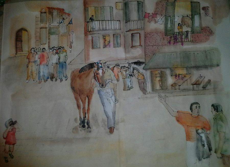 Italian il Palio horse race album #1 Painting by Debbi Saccomanno Chan