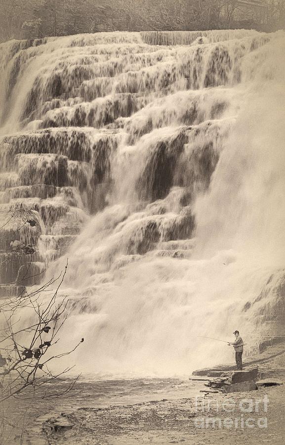 Nostalgia Ithaca Falls Fisherman Photograph by Michele Steffey