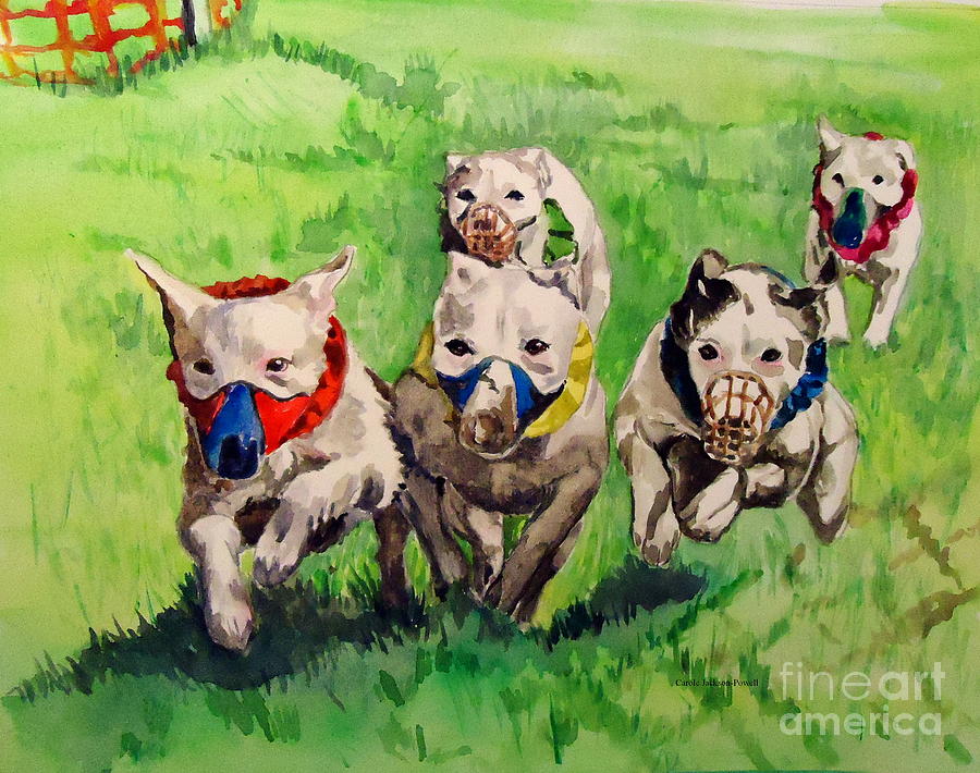Jack Russells Racing #1 Painting by Carole Powell