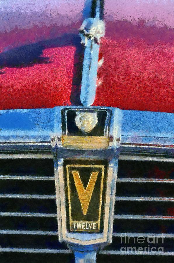 Car Painting - Jaguar V12 badge #2 by George Atsametakis