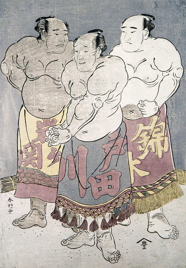 Japan Sumo Wrestlers #2 Drawing by Granger