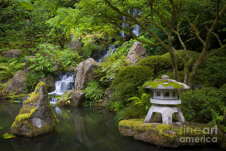 Japanese Garden - Pagoda - Waterfalls Photograph by Brian Jannsen