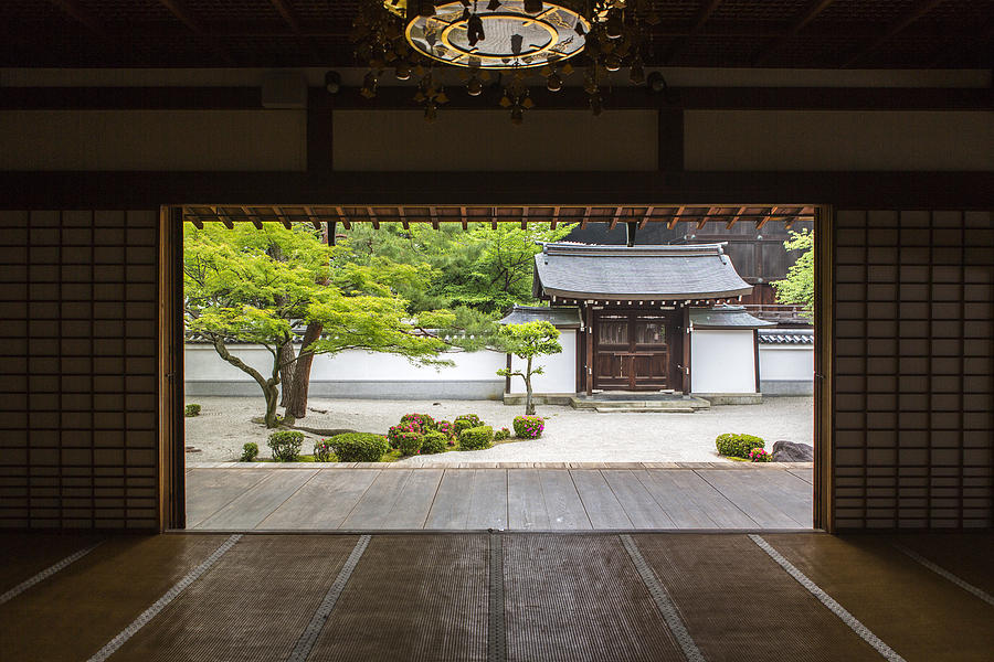 Japanese shoji washi paper door at Chionji temple kyoto japan #1 Photograph by Tekinturkdogan