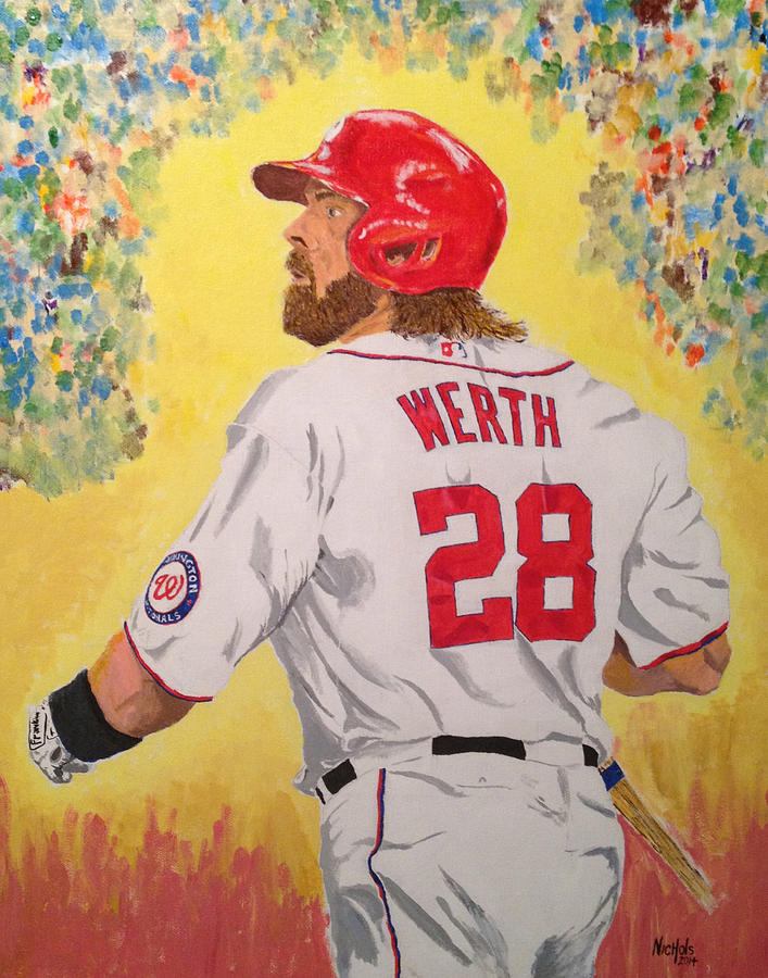 Jayson Werth Game Four #1 Painting by Paul Nichols