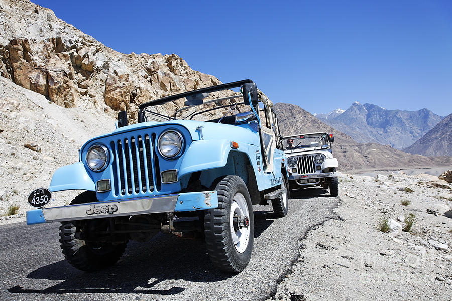 Jeeps Photograph - Jeeps on the Karakorum Highway #1 by Robert Preston