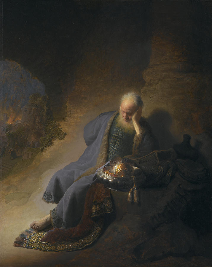 Rembrandt Van Rijn Painting - Jeremiah Lamenting The Destruction Of Jerusalem #1 by Celestial Images