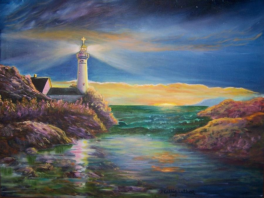 Jesus is the Lighthouse #1 Painting by Kathleen Luther