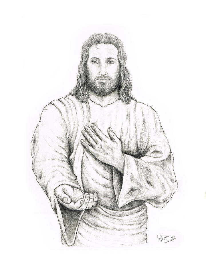 Jesus Offering His Hand Drawing by Jaison Cianelli