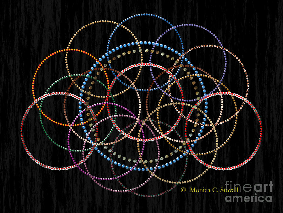 Jeweled Kaleidoscope on Black #2 Digital Art by Monica C Stovall