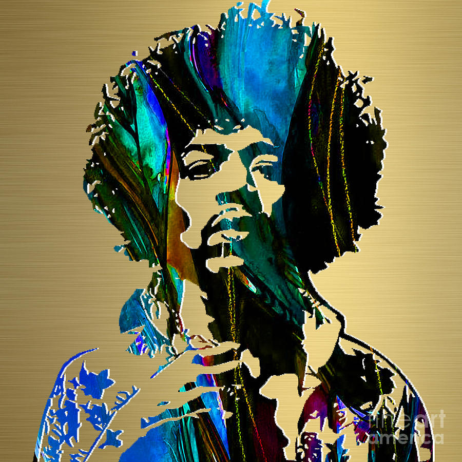 Jimi Hendrix Gold Series Mixed Media By Marvin Blaine