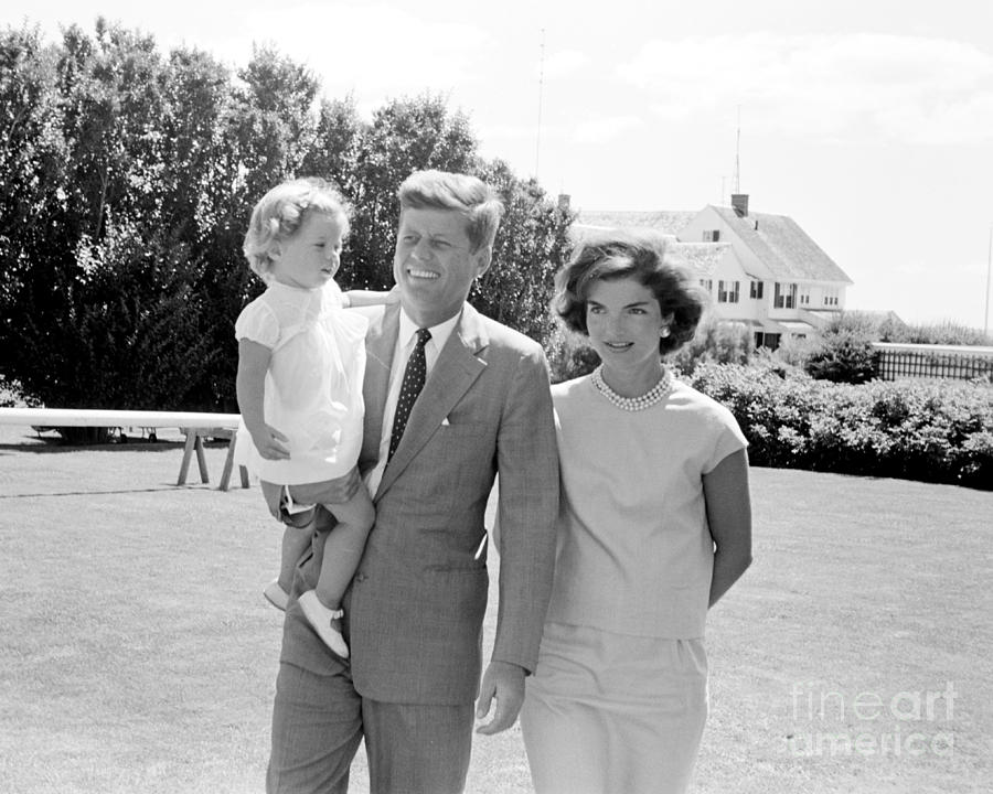 John F. Kennedy with Jacqueline and Caroline 1959 Photograph by The Harrington Collection