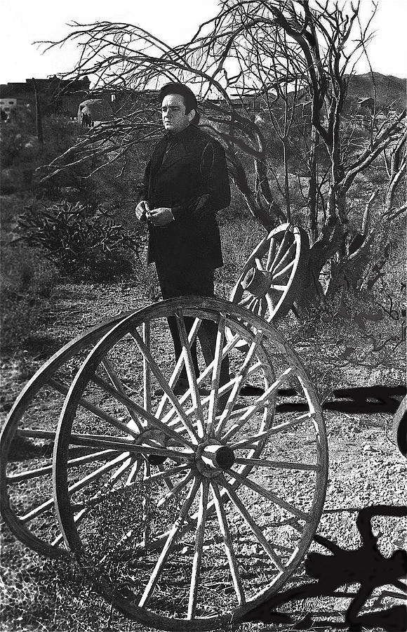 Johnny Cash Meditating Wagon Wheel Graveyard Old Tucson Arizona 1971 #3 Photograph by David Lee Guss