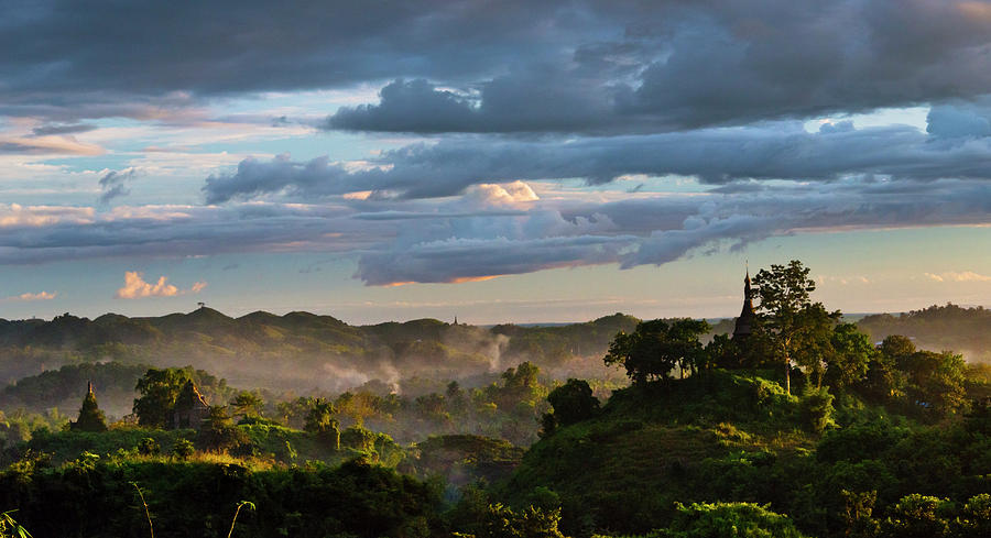 Jungle Photograph - Jungle In Sunset Mist, Mrauk-u, Rakhine #1 by Keren Su