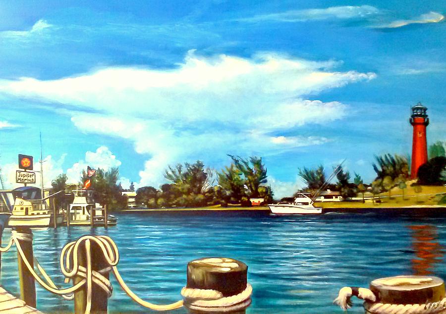 Jupiter Lighthouse Inlet #1 Painting by Philip Corley
