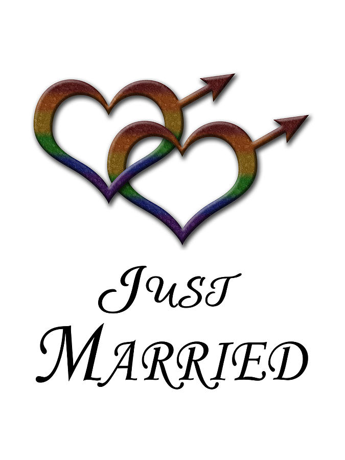Gay Digital Art - Just Married Gay Pride by Tavia Starfire