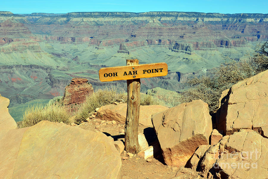 Kaibab Trail Ooh Aah Point Sign and Vista Grand Canyon National Park #2 Photograph by Shawn OBrien