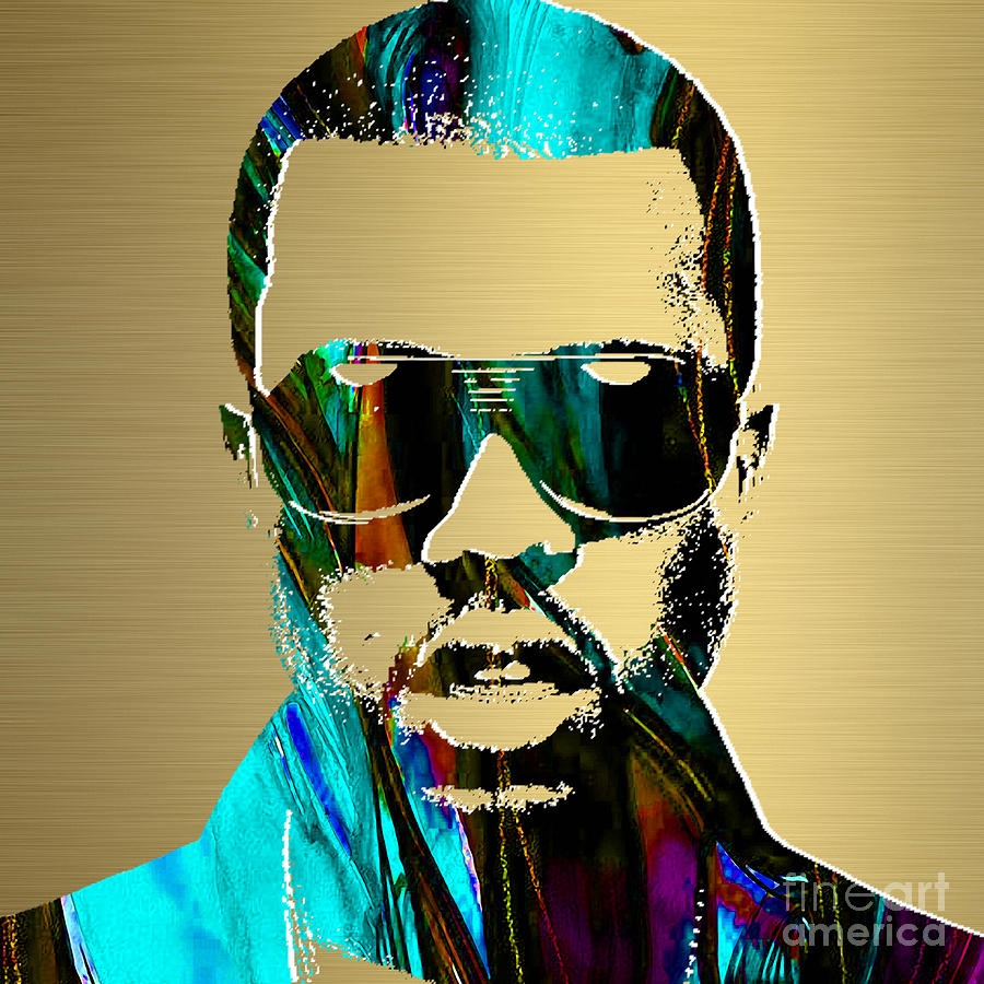 Kanye West Gold Series #5 Mixed Media by Marvin Blaine