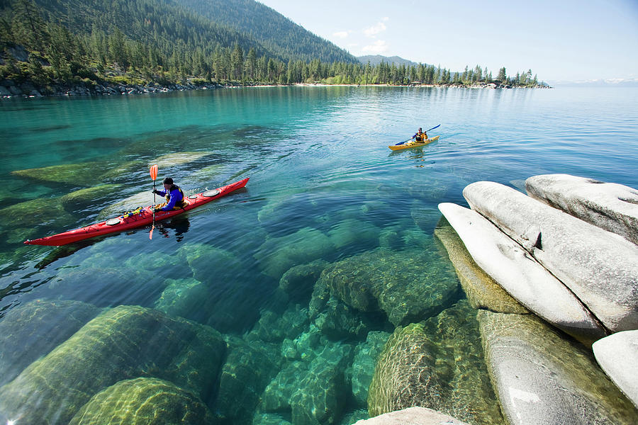 Adults Photograph - Kayaking Near Sand Harbor On Lake #1 by Justin Bailie