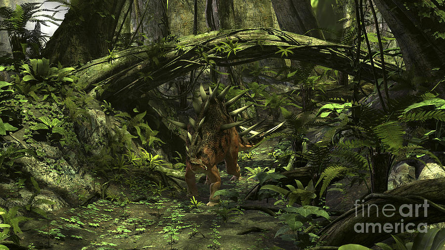 Kentrosaurus In A Prehistoric Forest #1 Digital Art by Kostyantyn Ivanyshen