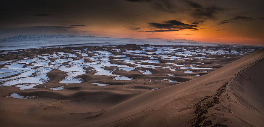 Khongor Sand Dunes In Winter Gobi Desert #1 Photograph by Colin Monteath
