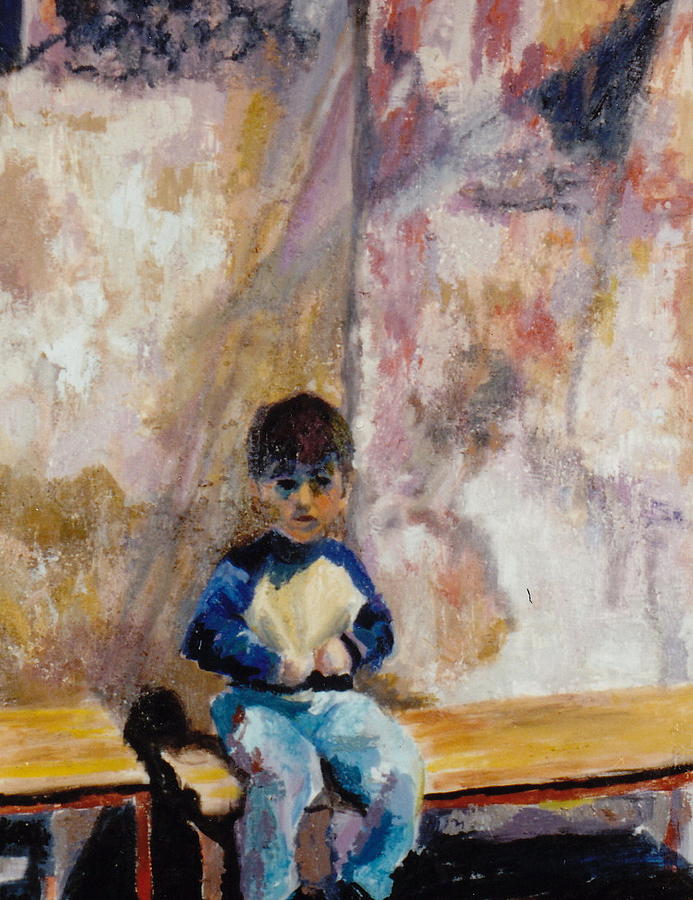 Little Boy Painting - Kind of Blue by Connie Freid