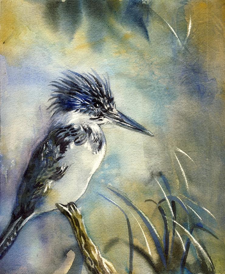 Kingfisher Watercolor #1 Painting by Alfred Ng
